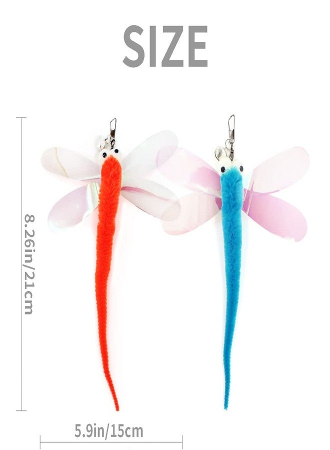 Hokoad Cat Big Eye Dragonfly Toys Replacement Cat Toy Wand Refills, 6 Pieces Big Eye Dragonfly Cat Toy Feathers Refill, Interactive Cat Teaser Wand Attachments, with Bell - Image 4